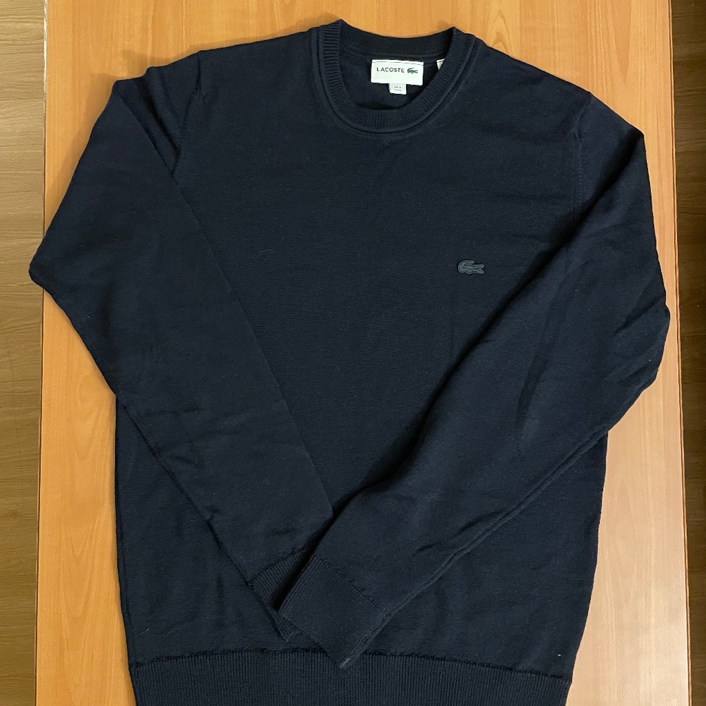 Lacoste Dark Navy Crewneck Wool Sweater (Size: S)